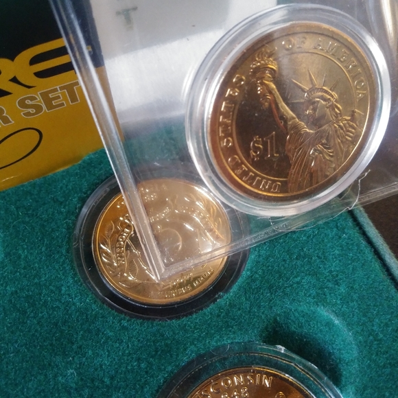 RARE: Brett Favre: US Statehood Quarter Set, Gold Plated Quarters, 7 Coins - Picture 10 of 16